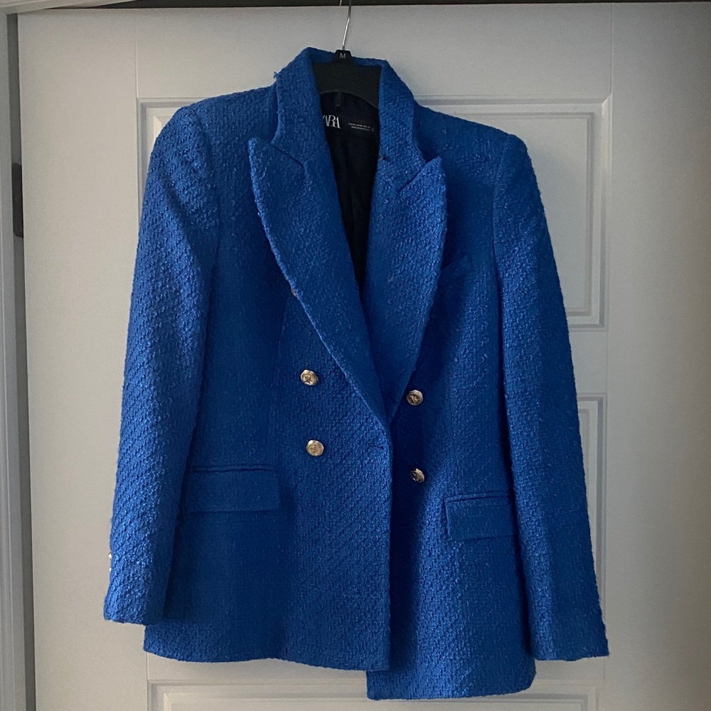 Women's Blue Double-Breasted Jacket